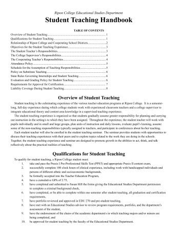 Student Teaching Handbook - Ripon College