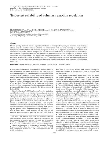 Test-retest reliability of voluntary emotion regulation - Laboratory for ...