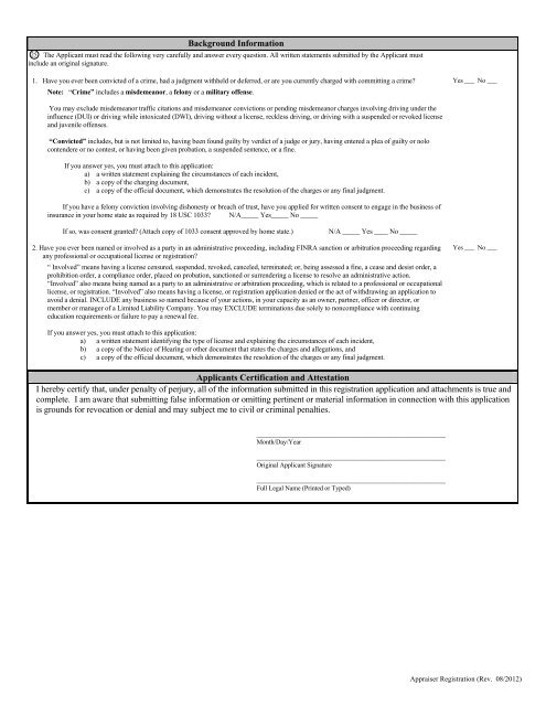 Appraiser Registration Form - Louisiana Department of Insurance