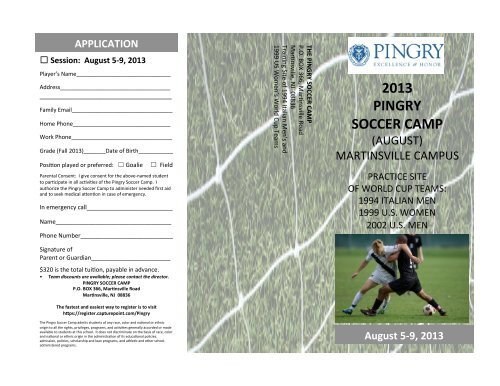 Pingry Soccer Camp (August) Brochure Pages 1& 2 ... - Pingry School