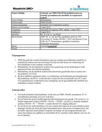 Tris hydroxylmethyl aminomethaan (THAM) - Dit is het web adres ...