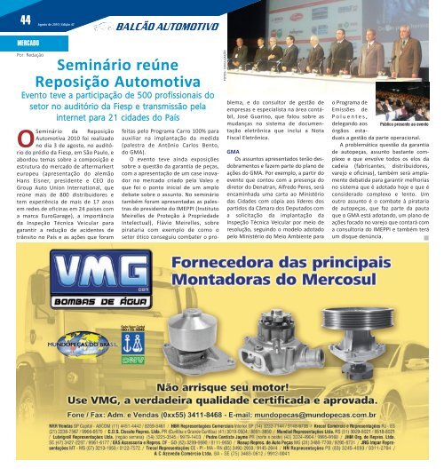 referência nacional de informação sobre peças e serviços automotivos