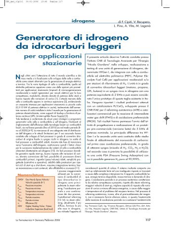 Generatore di idrogeno da idrocarburi leggeri per ... - La Termotecnica