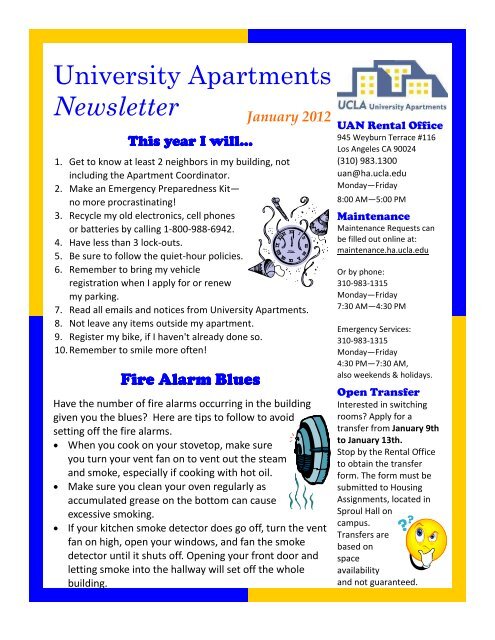 University Apartments Newsletter - UCLA - Housing