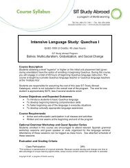 Intensive Language Study: Quechua I - syllabus