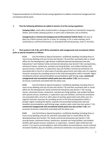 Proposed zoning regulations on commercial campground and ...