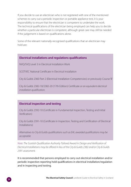 Landlords' Guide to Electrical Safety in Scotland - Association of ...