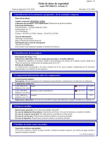 Ficha de datos de seguridad - Wieland Dental