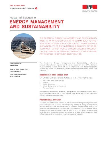 ENERGY MANAGEMENT AND SUSTAINABILITY - Master | EPFL