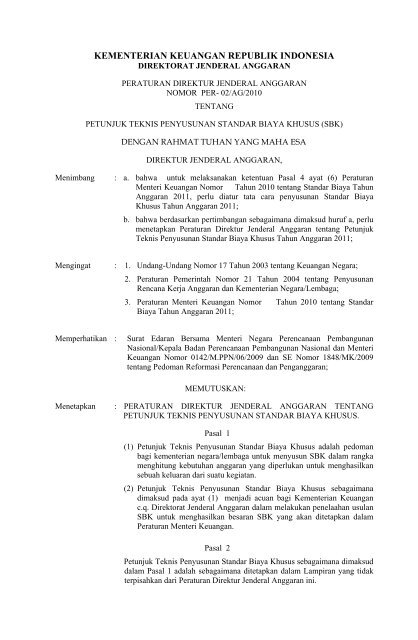 No PER-02/AG/2010 - Direktorat Jenderal Pendidikan Tinggi