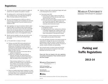 Parking and Traffic Regulations - Marian University