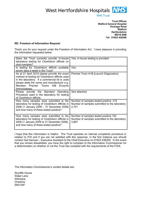 Clostridium Difficile (C-Diff) testing - West Hertfordshire Hospitals ...