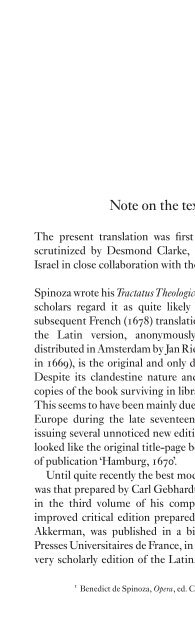 BENEDICT DE SPINOZA: Theological-Political Treatise