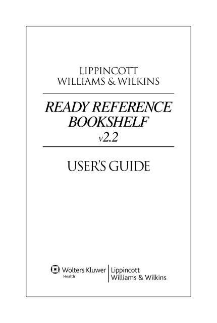 Ready Reference Bookshelf Lippincott Williams And Wilkins