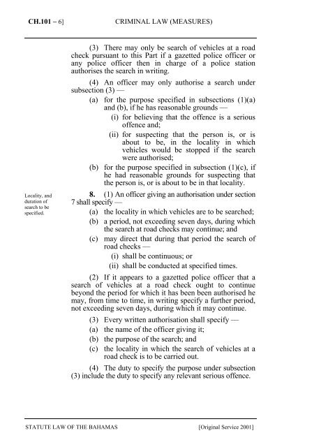 Criminal Law (Measures) Act, 1991 - The Bahamas Laws On-Line