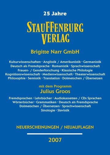 Julius Groos Brigitte Narr GmbH 25 Jahre - Stauffenburg Verlag