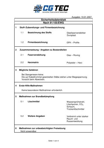 Sicherheitsdatenblatt GFK-StÃ¤be 10.01.07 - CG-Tec