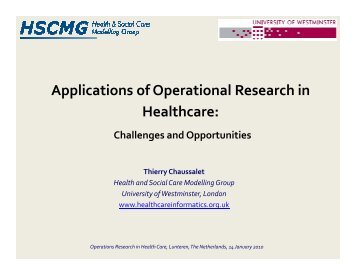 Applications of Operational Research in Healthcare: - LNMB