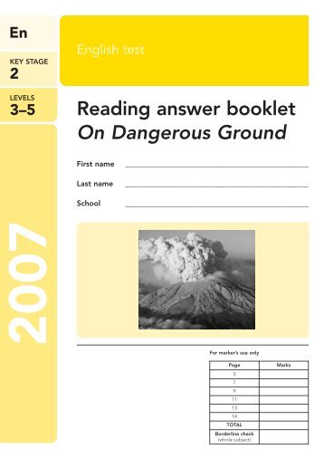 Reading answer booklet On Dangerous Ground - Emaths