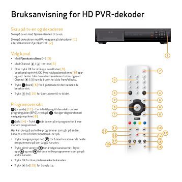 Bruksanvisning for HD PVR-dekoder - Canal Digital Kabel-TV