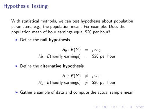 Statistics and Hypothesis Testing