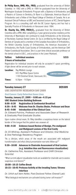 January - UBC Dentistry - University of British Columbia