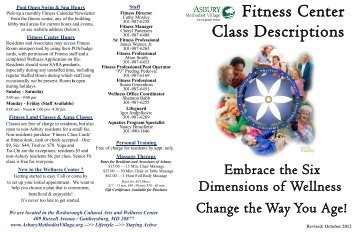 Class Descriptions Fitness Center - Asbury Methodist Village