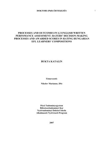 processes and outcomes in l2 english written perfomance assessment