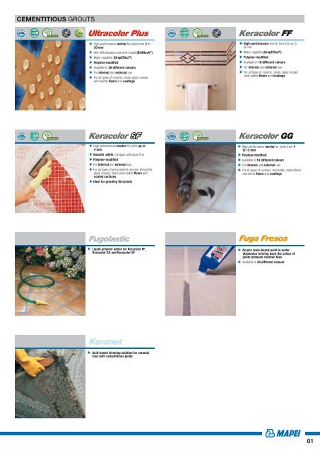 SELECTION CHART FOR COLOURED GROUTS