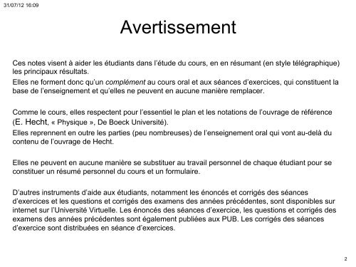 Syllabus (résumé de cours) - IIHE