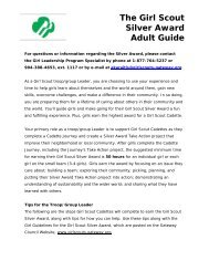 The Girl Scout Silver Award Adult Guide - Girl Scouts of Gateway ...