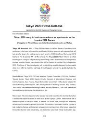 Tokyo 2020 Press Release - JAPAN PORTAL