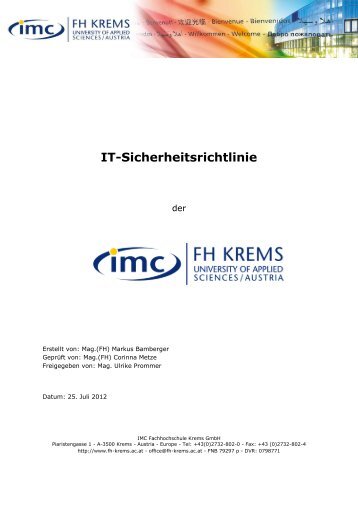 IT-Sicherheitsrichtlinie - IMC Fachhochschule Krems GmbH