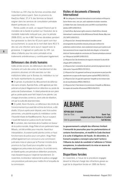 Rapport 2013 d'Amnesty International. La situation des droits ...