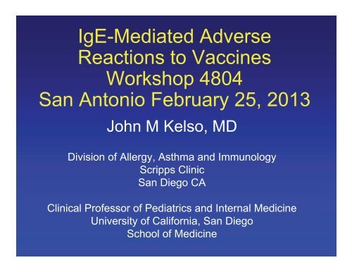 IgE-Mediated Adverse Reactions to Vaccines Workshop ... - AInotes