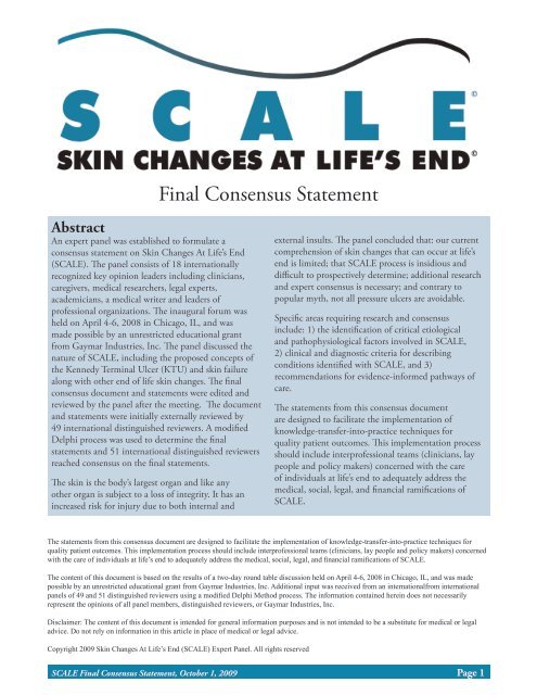 SCALE Final Consensus Statement - European Pressure Ulcer ...