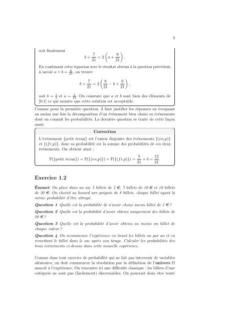 Exercices corrigÃ©s de probabilitÃ©s et statistique - Fabrice Rossi