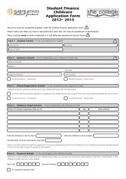 Student Finance Childcare Application Form 2012- 2013 - The ...