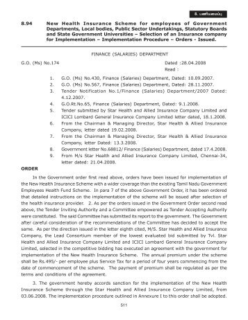 (Salaries) Dept. G.O. (Ms.) No.174 Dated - Tamil Nadu Government