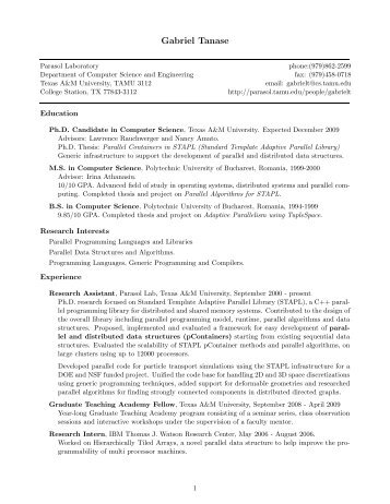 Resume (PDF) - Parasol Laboratory - Texas A&M University