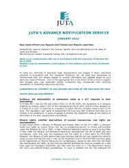 JUTA'S ADVANCE NOTIFICATION SERVICE - Juta - Law