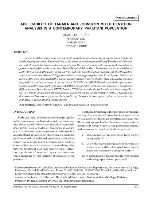 Moyers Mixed Dentition Analysis Chart