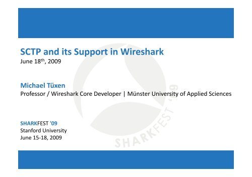 SCTP and its Support in Wireshark - Sharkfest - Wireshark