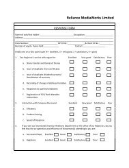 Feedback Form - Reliance MediaWorks