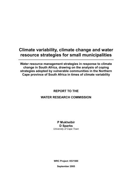 Climate variability, climate change and water resource strategies for ...