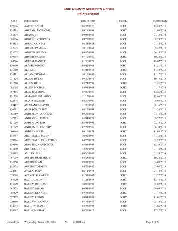 Inmate Information - Erie County