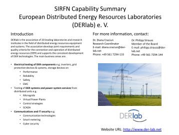 SIRFN DERlab Facility Profile - ESCI KSP