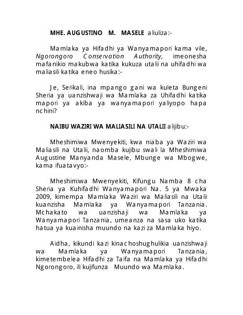 Read - bunge .parliament.go. tz