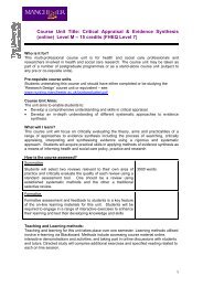 Critical Appraisal and Evidence Synthesis - School of Nursing ...