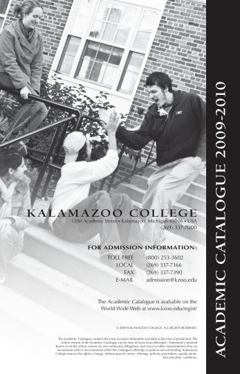 academ ic catalogue 2 0 0 9 - Kalamazoo College